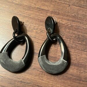 Black acrylic hoop earrings